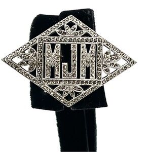 *UNIQUE* Vintage 1950’s Sterling Silver Marcasite Initials “MJM” Brooch